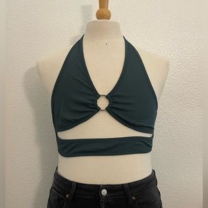 Dark green halter top